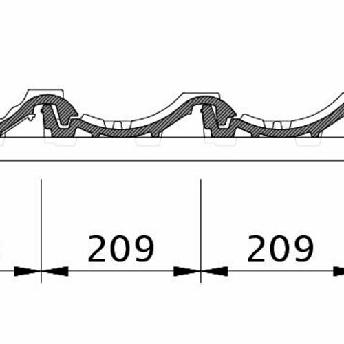 Tehnički crtež proizvoda MELODIE OG levi sa ivičnim limom i duplim pokrivanjem ODL
