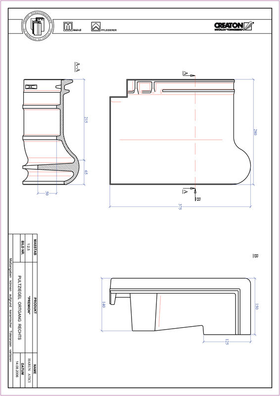 CAD datoteka proizvoda PREMION jednostrešni ivični crep, desni PULTOGR