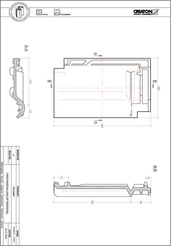 CAD datoteka proizvoda FUTURA grebeni ventilacioni crep FALZ