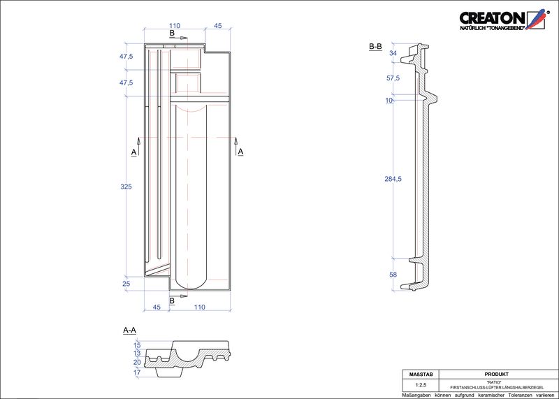 CAD datoteka proizvoda RATIO grebeni ventilacioni polucrep FALLH