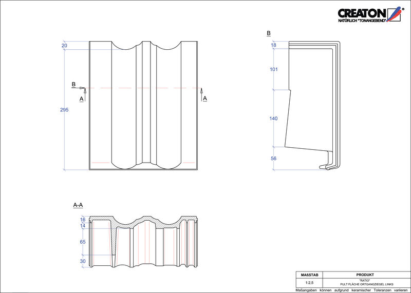 CAD datoteka proizvoda RATIO jednostrešni ivični crep, levi PULTOGL