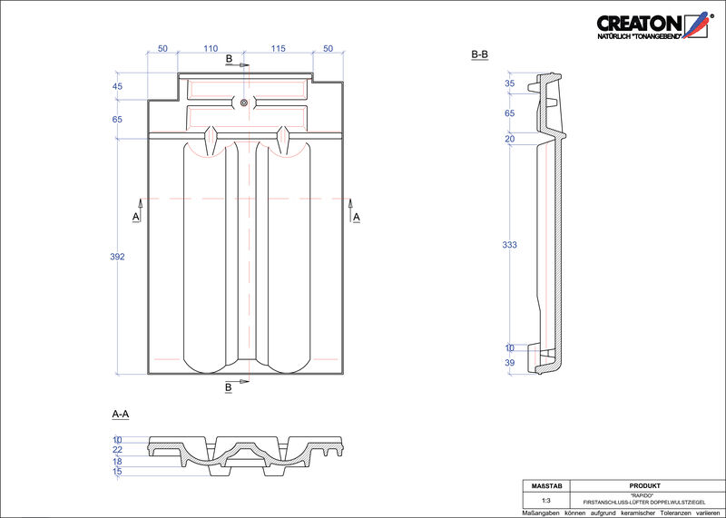 CAD datoteka proizvoda RAPIDO grebeni ventilacioni crep sa duplim pokrivanjem FALDWZ