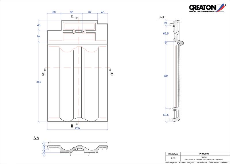 CAD datoteka proizvoda RATIO grebeni ventilacioni crep sa duplim pokrivanjem FALDWZ