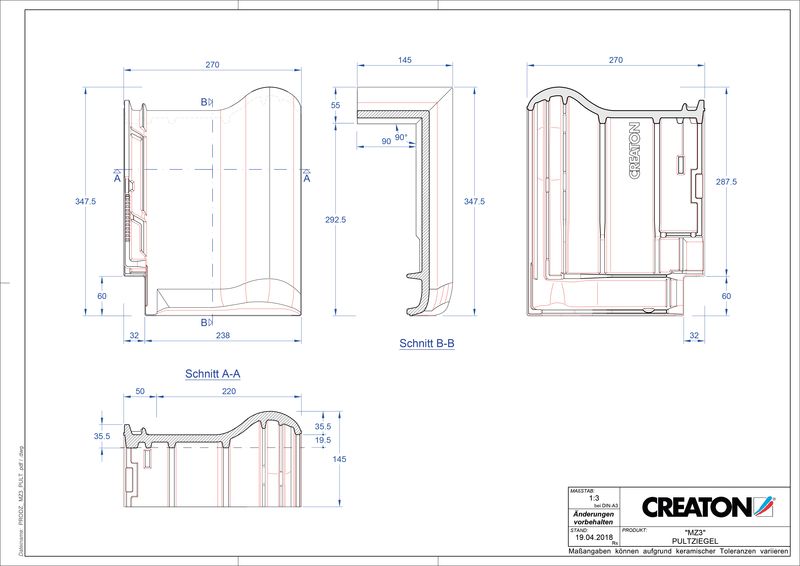 CAD datoteka proizvoda MZ3 jednostrešni crep PULT