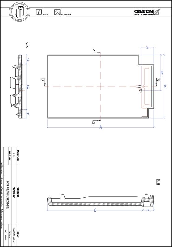 CAD datoteka proizvoda DOMINO crep sa duplim pokrivanjem DWZ