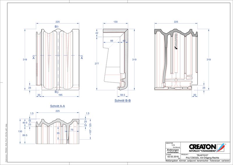 CAD datoteka proizvoda RUSTICO jednostrešni ivični crep, desni PULTOGR