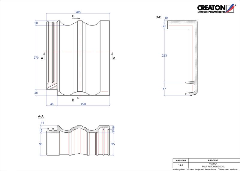 CAD datoteka proizvoda RATIO jednostrešni osnovni crep PULTFLA