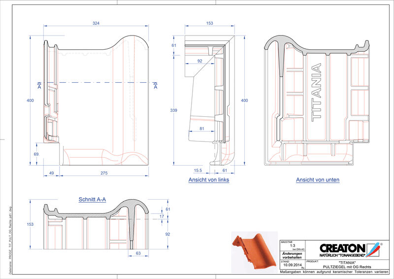 CAD datoteka proizvoda TITANIA jednostrešni ivični crep, desni PULTOGR