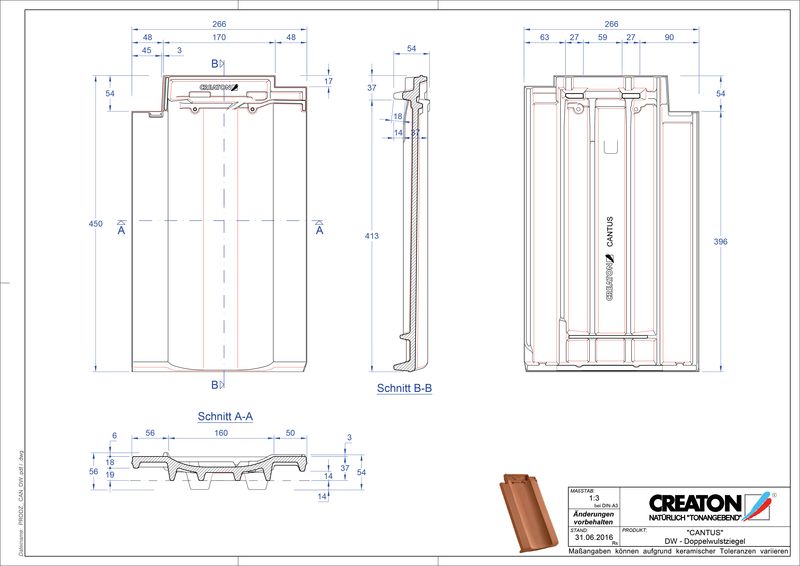 CAD datoteka proizvoda CANTUS crep sa duplim pokrivanjem DWZ