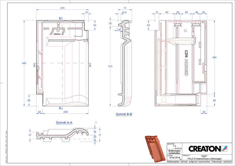 CAD datoteka proizvoda MZ3 grebeni ventilacioni crep FALZ