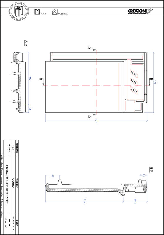 CAD datoteka proizvoda DOMINO grebeni ventilacioni crep FALZ