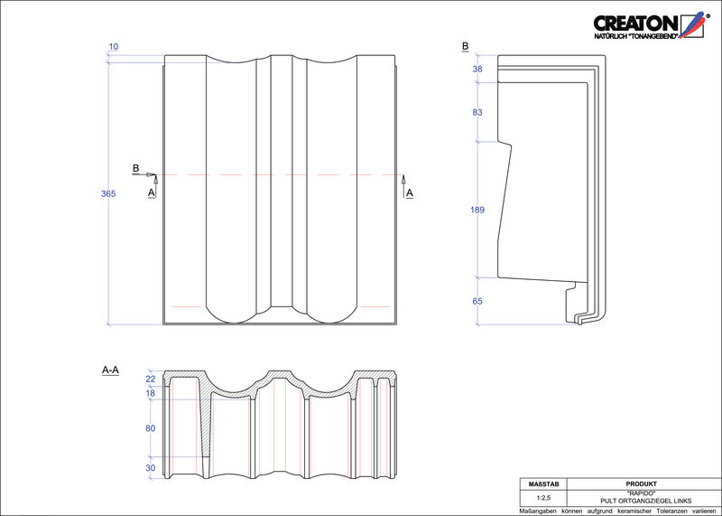 CAD datoteka proizvoda RAPIDO jednostrešni ivični crep, levi PULTOGL