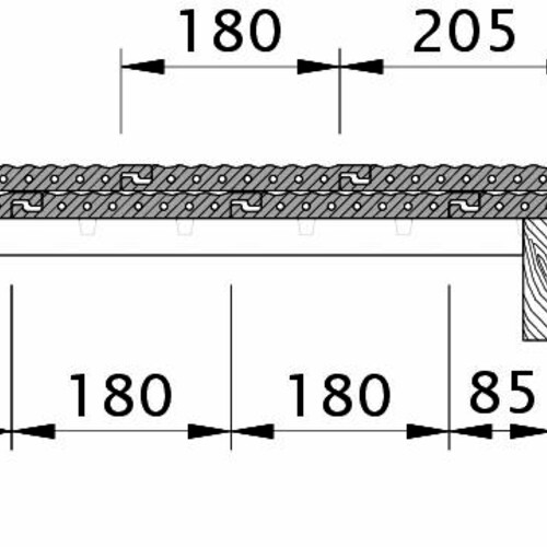 Tehnički crtež proizvoda PROFIL OG desni sa ivičnim limom i osnovnim crepom OFR