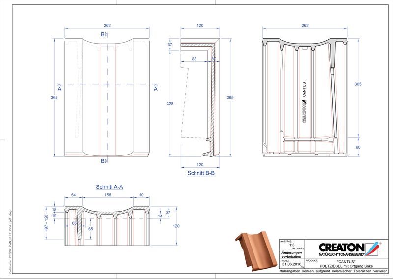 CAD datoteka proizvoda CANTUS jednostrešni ivični crep, levi PULTOGL