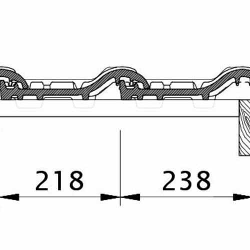 Tehnički crtež proizvoda MZ3 OG desni sa ivičnim limom i osnovnim crepom OFR