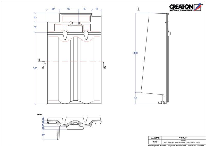 CAD datoteka proizvoda RATIO grebeni spojni ventilator, ivični levi FALOGL