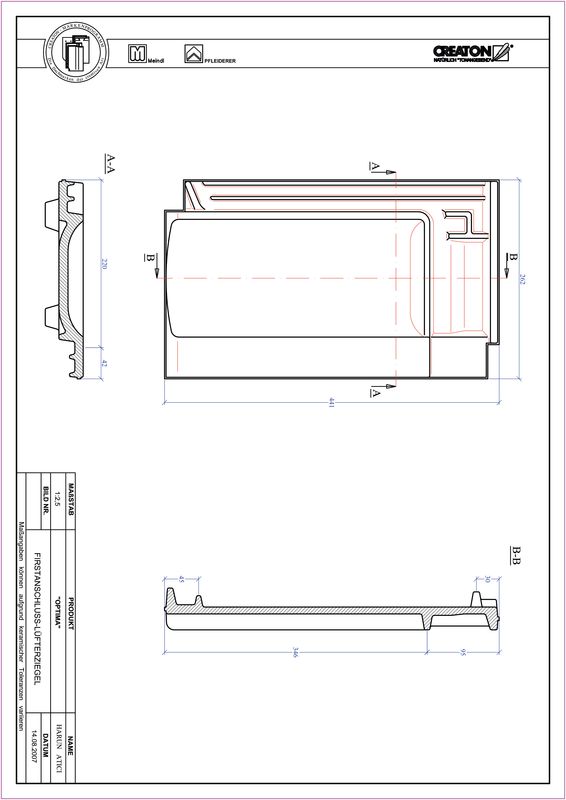CAD datoteka proizvoda OPTIMA grebeni ventilacioni crep FALZ