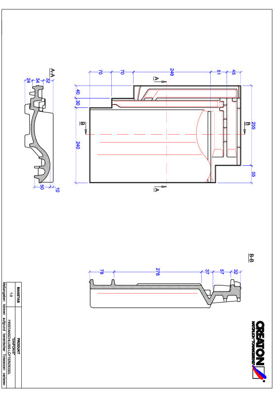 CAD datoteka proizvoda SINFONIE grebeni ventilacioni crep FALZ