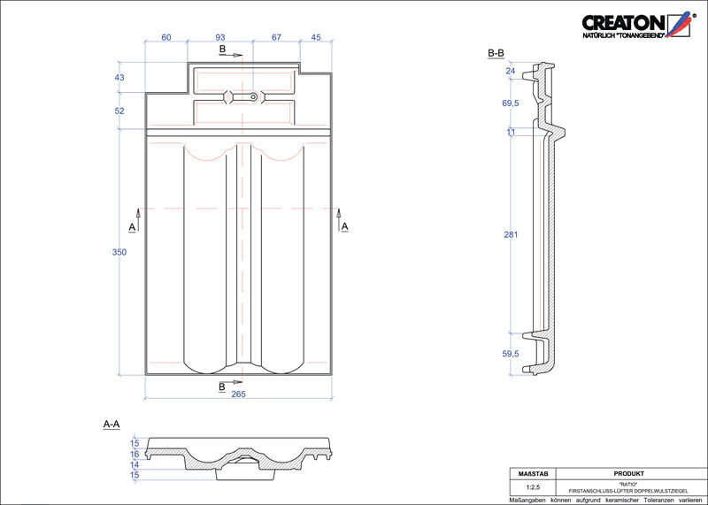 CAD datoteka proizvoda RATIO grebeni ventilacioni crep sa duplim pokrivanjem FALDWZ
