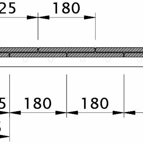Zeichnung KLASSIK Ortgangziegel links mit Ortgangbrett und 1 1/4 Biber OBL114