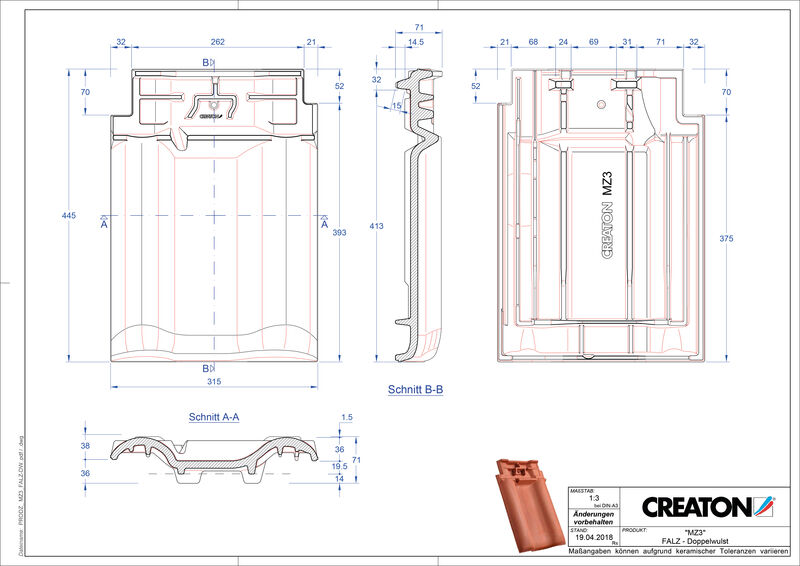 CAD datoteka proizvoda MZ3 grebeni ventilacioni crep sa duplim pokrivanjem FALDWZ