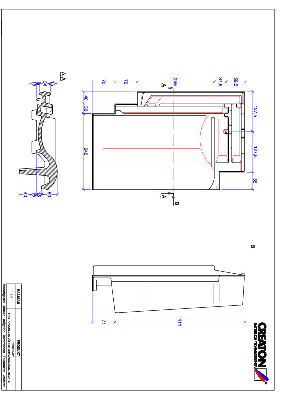 CAD datoteka proizvoda SINFONIE grebeni spojni ventilator, ivični desni FALOGR