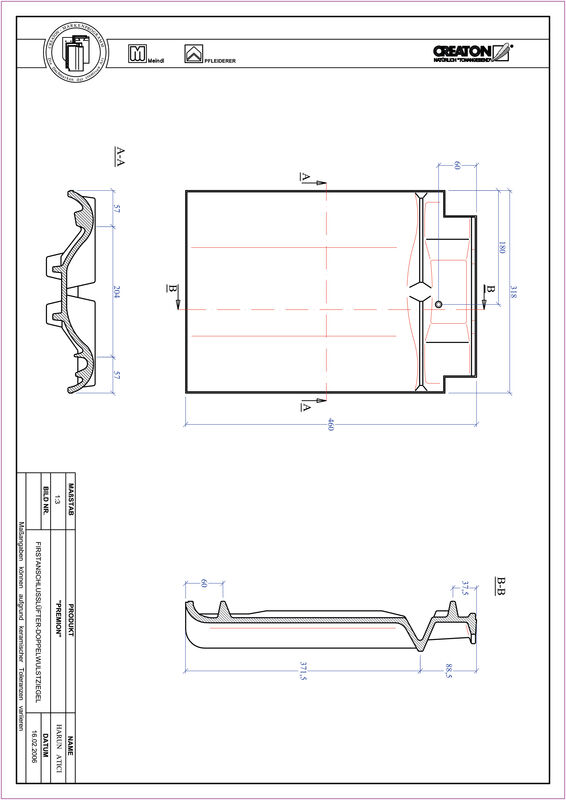 CAD datoteka proizvoda PREMION grebeni ventilacioni crep sa duplim pokrivanjem FALDWZ
