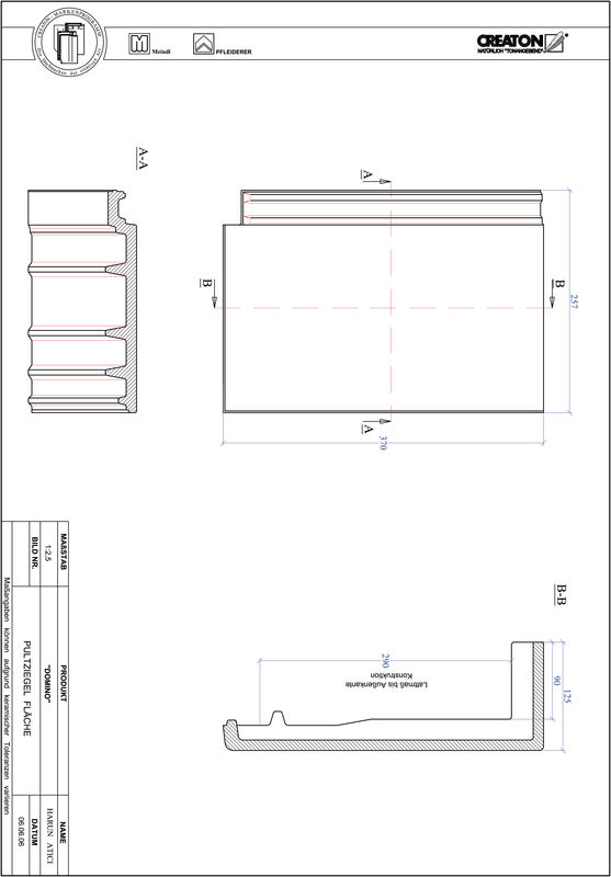 CAD datoteka proizvoda DOMINO jednostrešni osnovni crep PULTFLA
