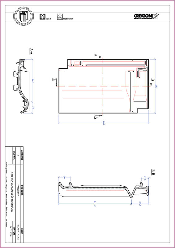 CAD datoteka proizvoda PREMION grebeni ventilacioni crep FALZ