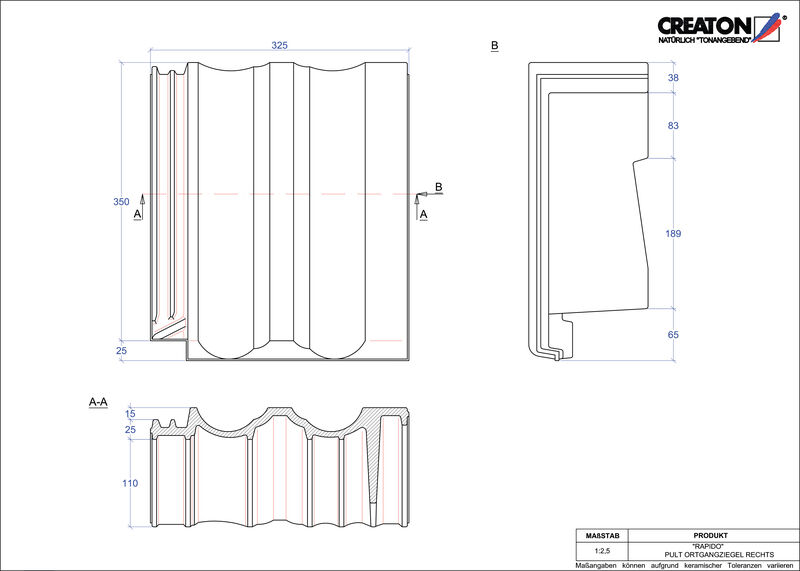 CAD datoteka proizvoda RAPIDO jednostrešni ivični crep, desni PULTOGR