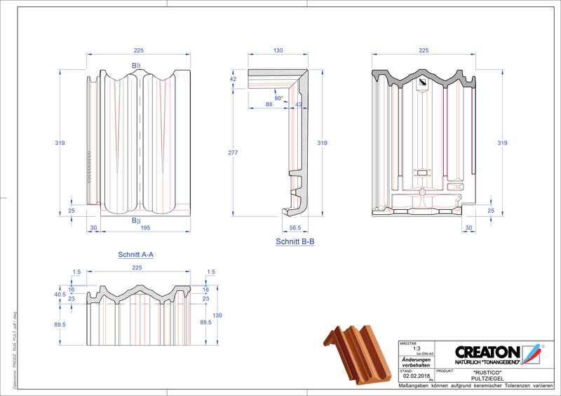 CAD datoteka proizvoda RUSTICO jednostrešni crep PULT