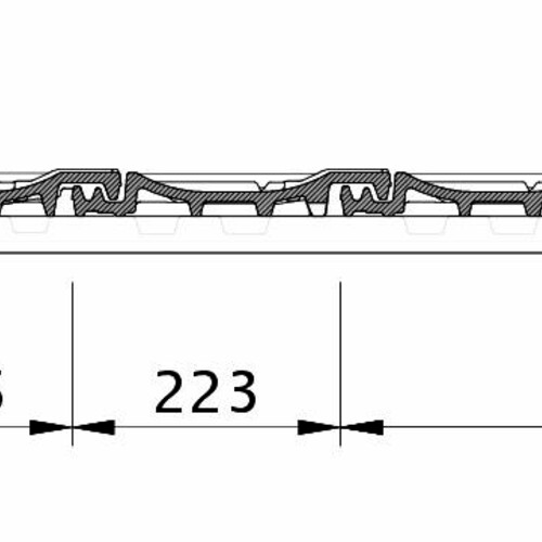 Tehnički crtež proizvoda CANTUS OG levi sa ivičnim limom i duplim pokrivanjem ODL