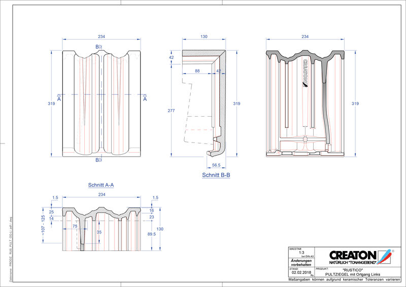 CAD datoteka proizvoda RUSTICO jednostrešni ivični crep, levi PULTOGL