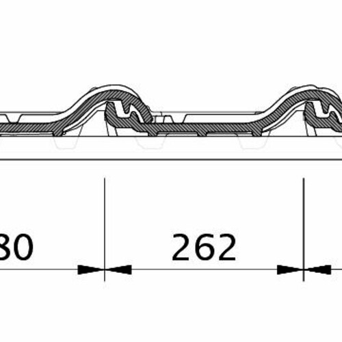 Tehnički crtež proizvoda TITANIA OG levi sa ivičnim limom i duplim pokrivanjem ODL