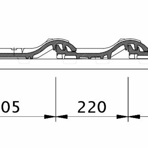 Tehnički crtež proizvoda MAGNUM OG levi sa ivičnim limom i duplim pokrivanjem ODL