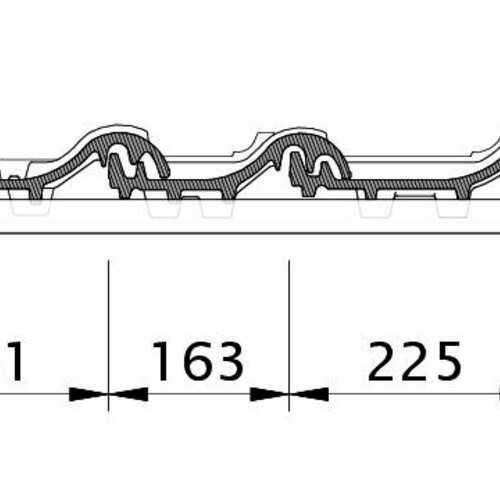 Tehnički crtež proizvoda PREMION OG levi sa ivičnim limom i duplim pokrivanjem ODL
