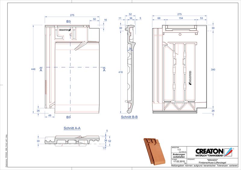 CAD datoteka proizvoda MIKADO grebeni ventilacioni crep FALZ