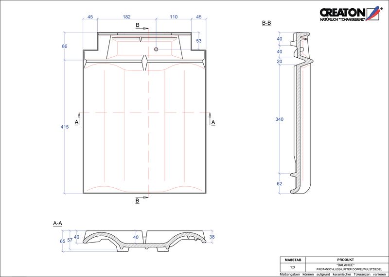 CAD datoteka proizvoda BALANCE grebeni ventilacioni crep sa duplim pokrivanjem FALDWZ
