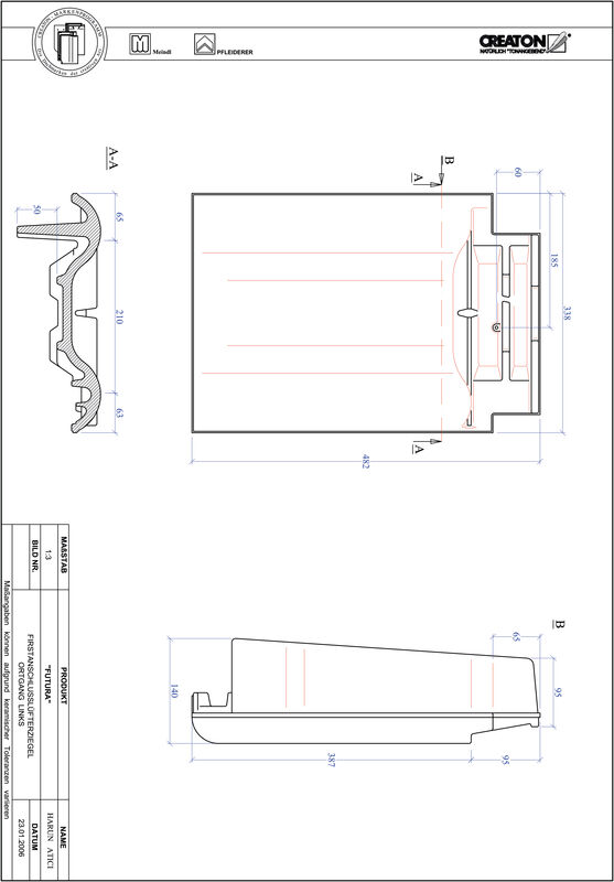 CAD datoteka proizvoda FUTURA grebeni spojni ventilator, ivični levi FALOGL