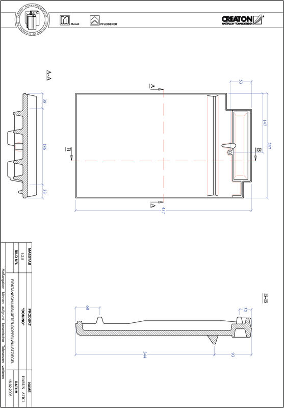 CAD datoteka proizvoda DOMINO grebeni ventilacioni crep sa duplim pokrivanjem FALDWZ
