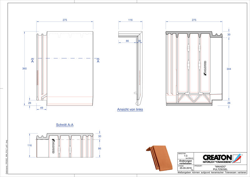 CAD datoteka proizvoda MIKADO jednostrešni crep PULT