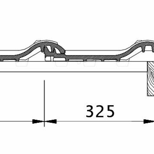 Tehnički crtež proizvoda MAGNUM OG desni sa ivičnim limom i osnovnim crepom OFR