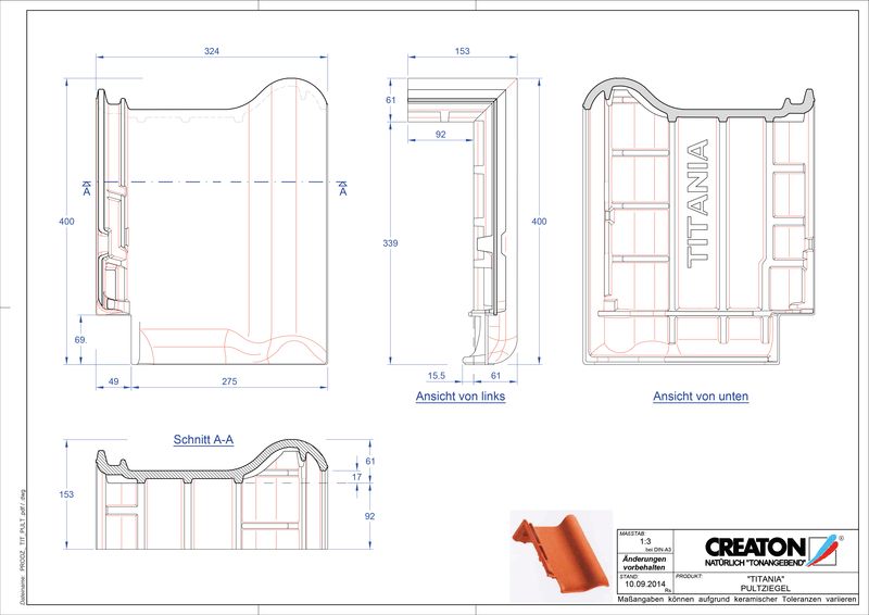 CAD datoteka proizvoda TITANIA jednostrešni crep PULT
