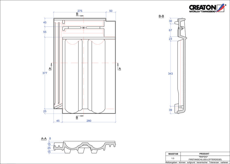CAD datoteka proizvoda RAPIDO grebeni ventilacioni crep FALZ