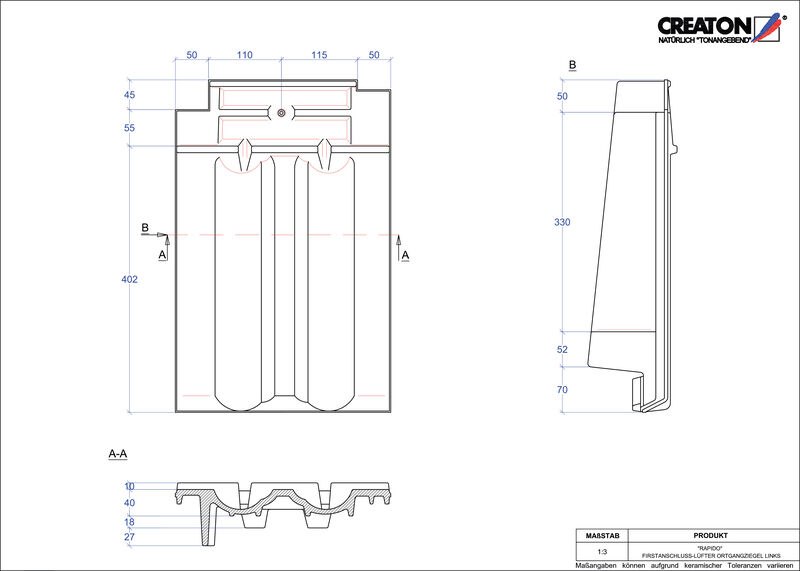 CAD datoteka proizvoda RAPIDO grebeni spojni ventilator, ivični levi FALOGL
