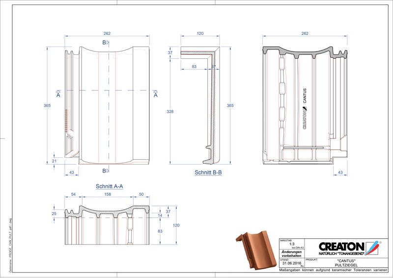 CAD datoteka proizvoda CANTUS jednostrešni crep PULT